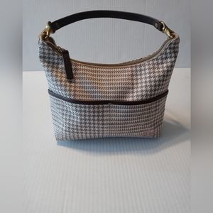Lauren Ralph Lauren Vintage Houndstooth Baguette Women's Purse Brown/Tan